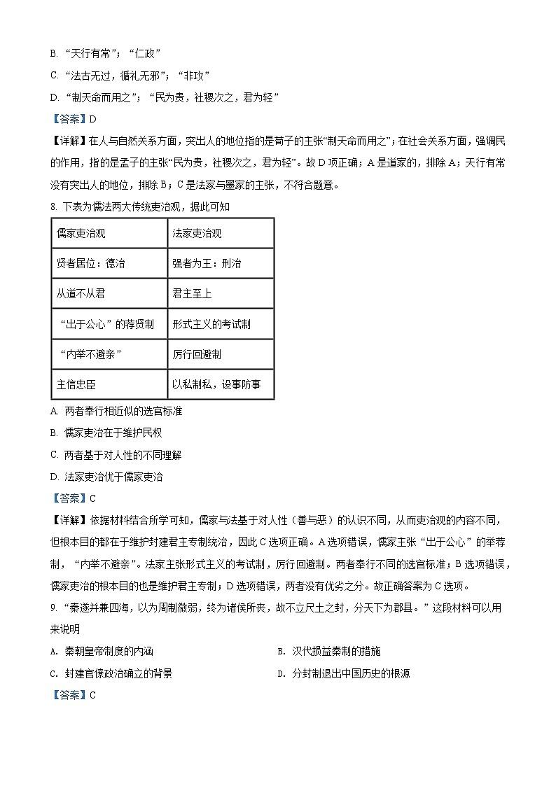2021-2022学年高二年级下学期河南省南阳市第一中学校第一次月考历史试题03