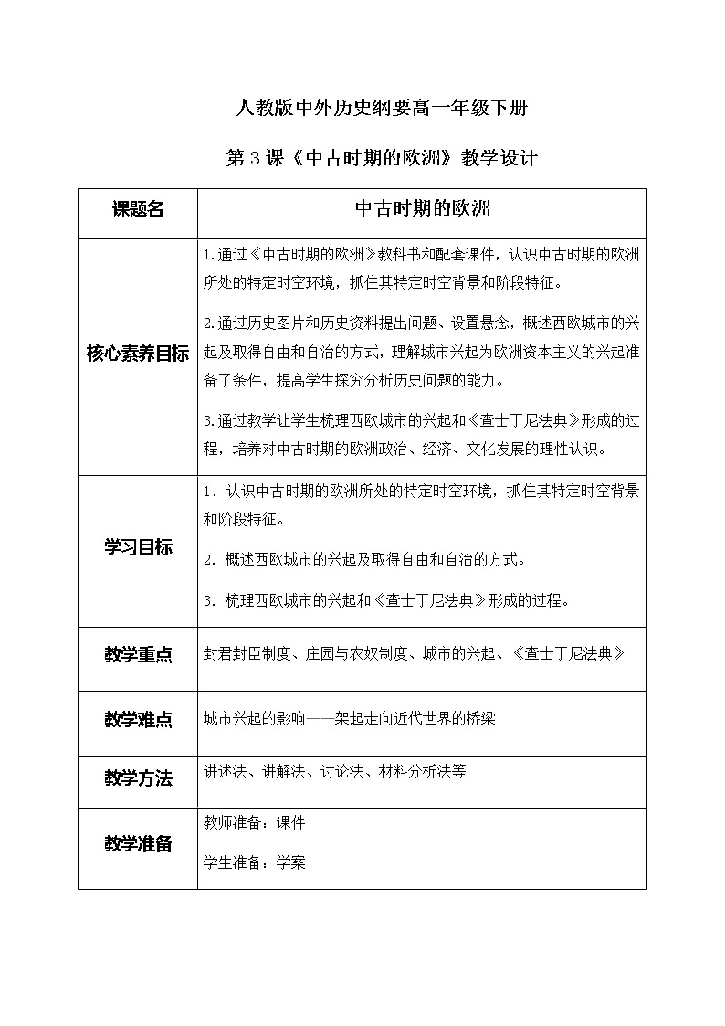 第3课《中古时期的欧洲》课件（送教案+练习）01