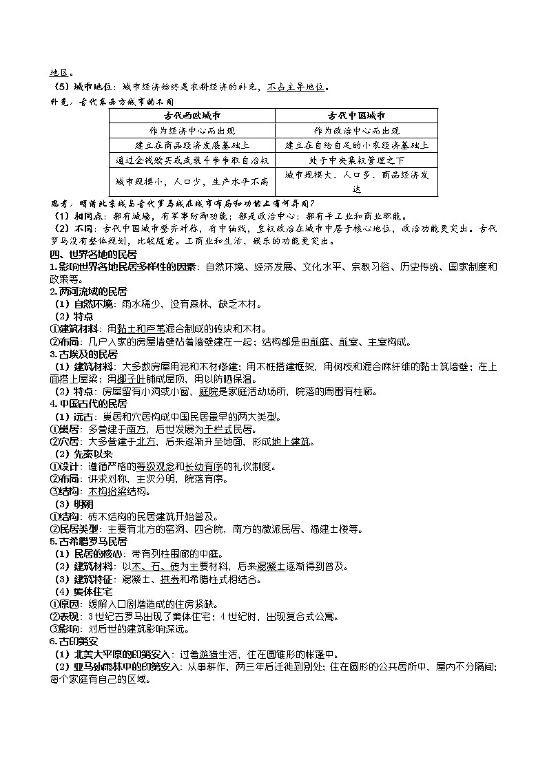 第四单元 村落、城镇与居住环境 知识提纲--2022-2023学年高中历史统编版（2019）选择性必修二经济与社会生活第3页