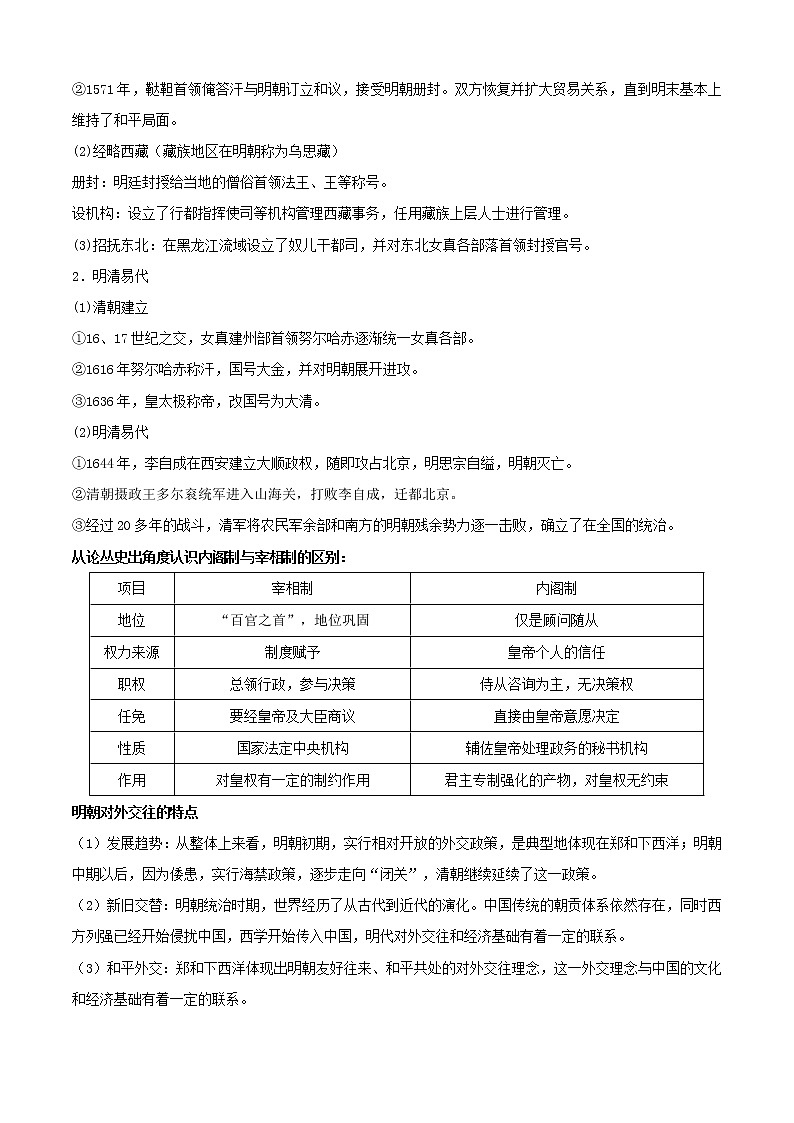 【期末全复习】统编版历史（中外历史纲要上）期末备考-专题04：明清中国版图的奠定与面临的挑战（知识点串讲）第3页