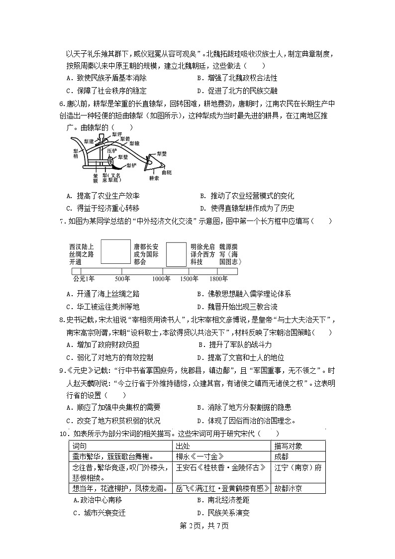 辽宁省沈阳市第二中学2022-2023学年高一上学期12月月考历史试题无答案第2页