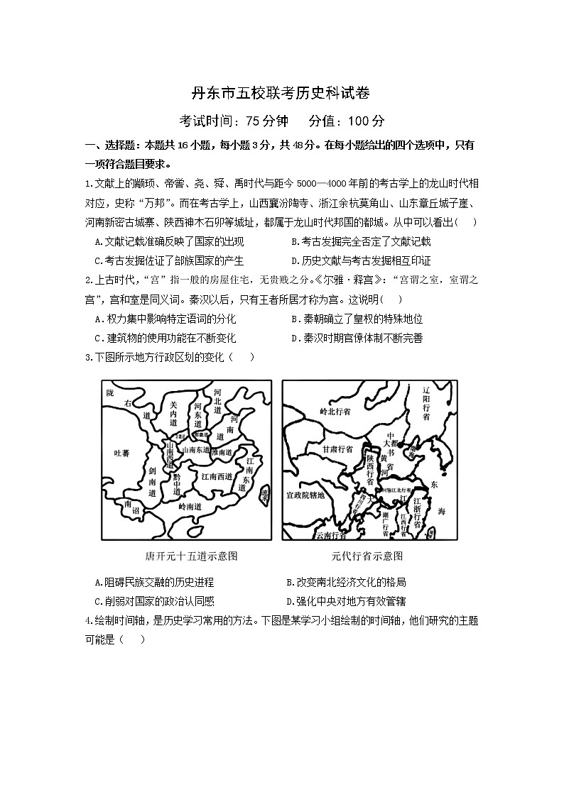 2023丹东五校高三上学期联考历史含答案第1页