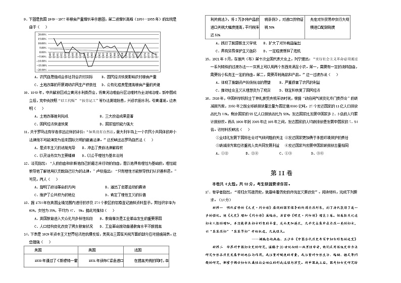 高中历史 （新高考）2021届高考考前冲刺卷 历史（八）学生版第2页