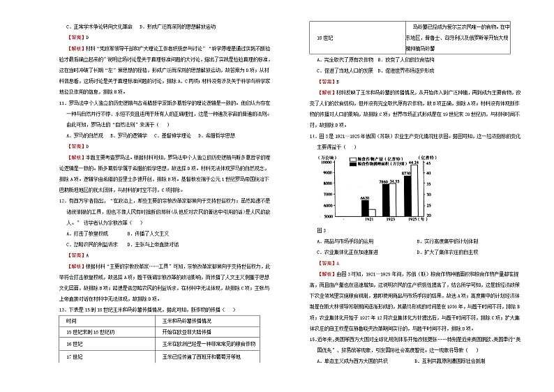 高中历史 （新高考）2021届高考考前冲刺卷 历史（十二）教师版第3页
