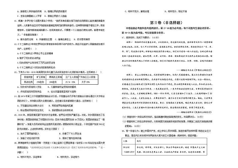 高中历史 （新高考）2021届高三第三次模拟考试卷 历史（一）学生版第2页