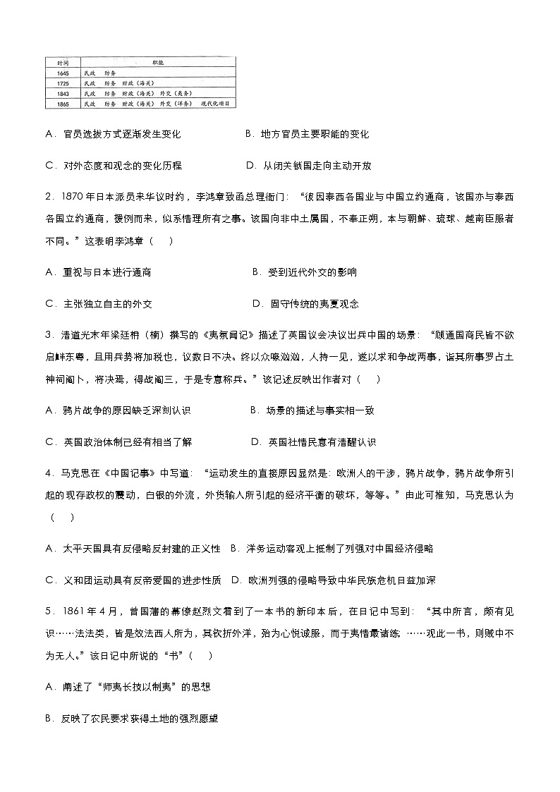 高中历史 （新高考）2021届小题必练4 近现代中国反侵略求民主的潮流 学生版第2页