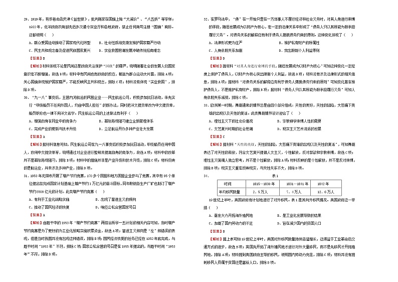 高中历史 【最后十套】2021年高考名校考前提分仿真卷 历史（六） 教师版第2页
