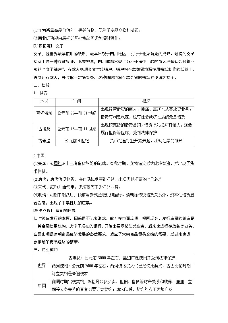 高中历史2023年高考历史一轮复习（部编版新高考） 第6讲 课题15　古代的货币、信贷、契约第2页