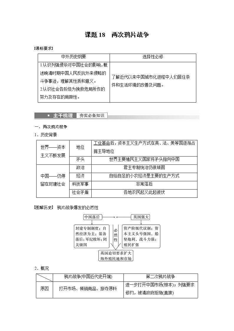 高中历史2023年高考历史一轮复习（部编版新高考） 第7讲 课题18　两次鸦片战争第2页