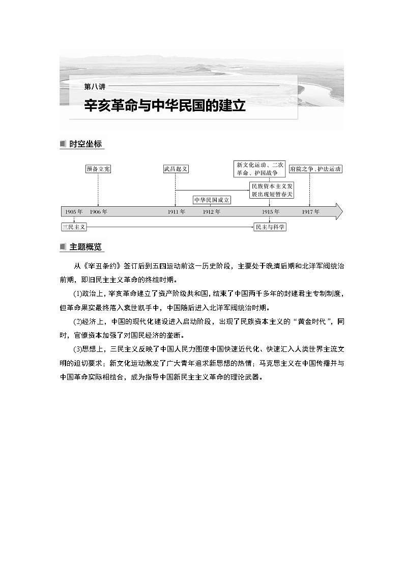 高中历史2023年高考历史一轮复习（部编版新高考） 第8讲 课题21　辛亥革命01