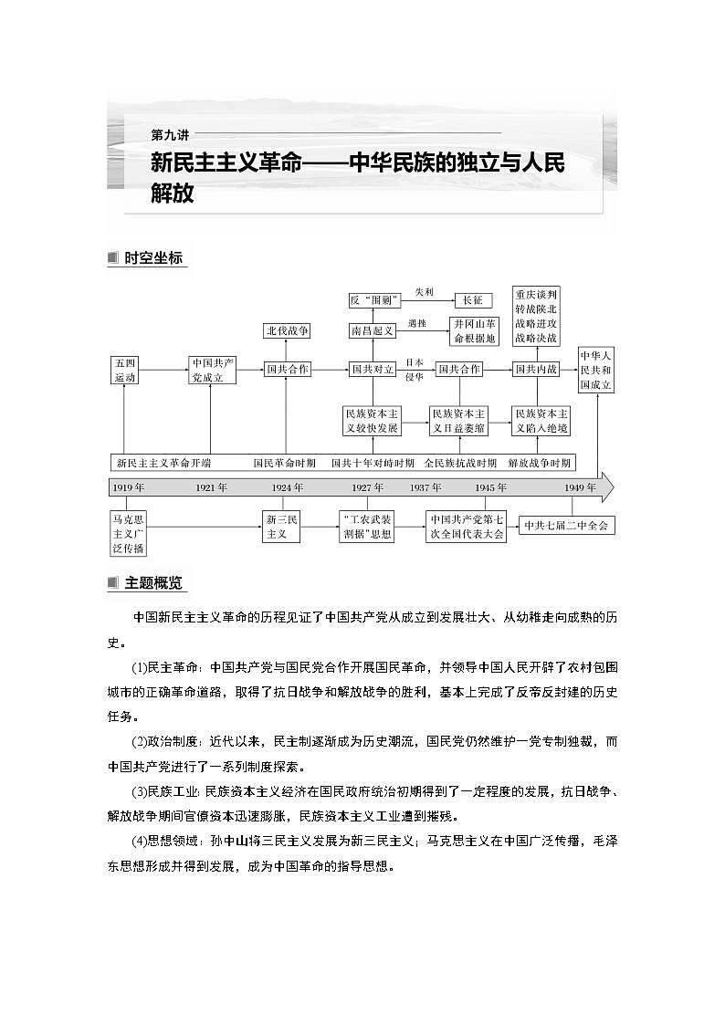 高中历史2023年高考历史一轮复习（部编版新高考） 第9讲 课题23　 五四运动与中国共产党的诞生第1页