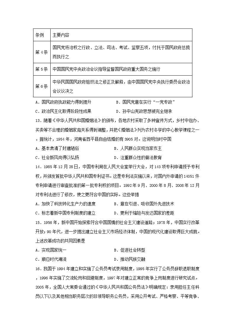 湖南省株洲市2022-2023学年高二上学期期末复习历史试题03