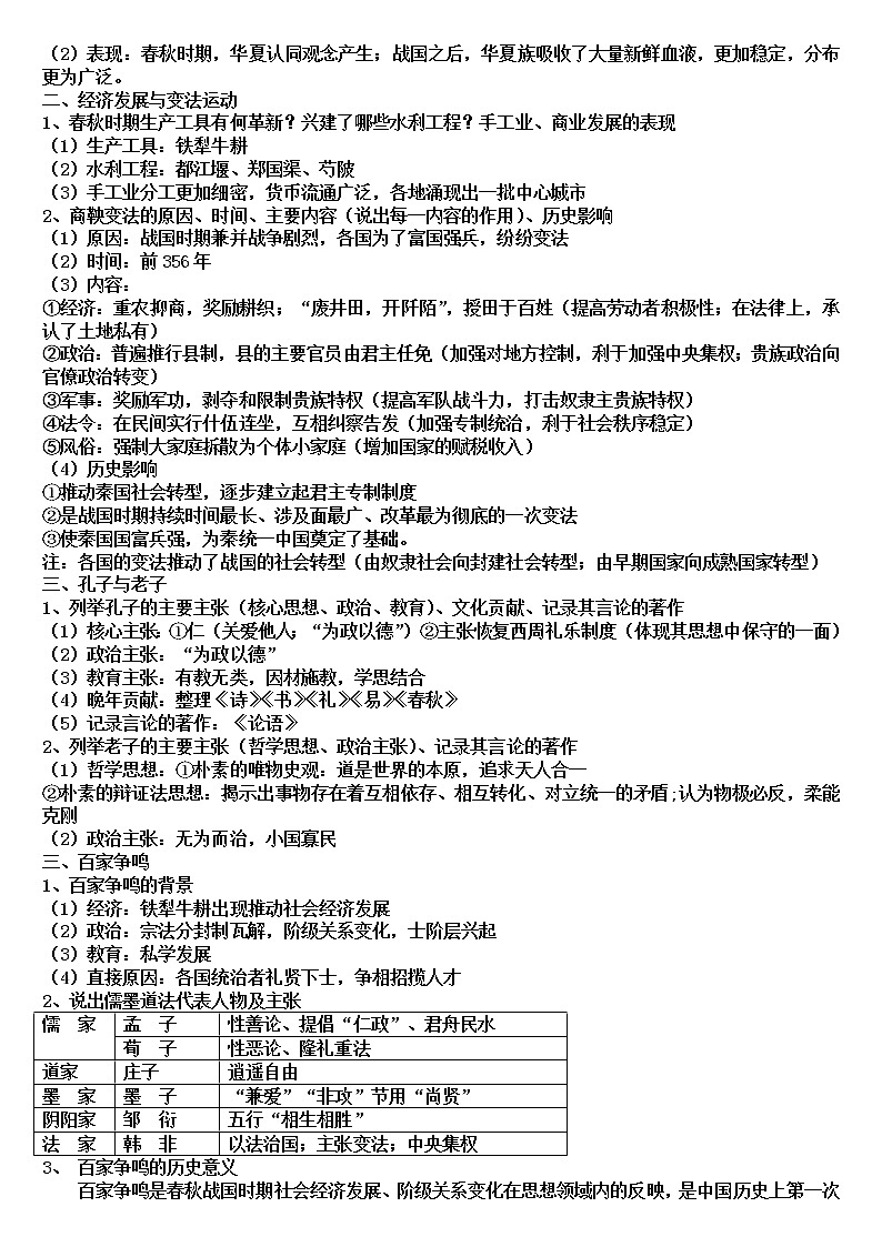 2022-2023学年高中历史统编版（2019）必修中外历史纲要上册提纲第2页