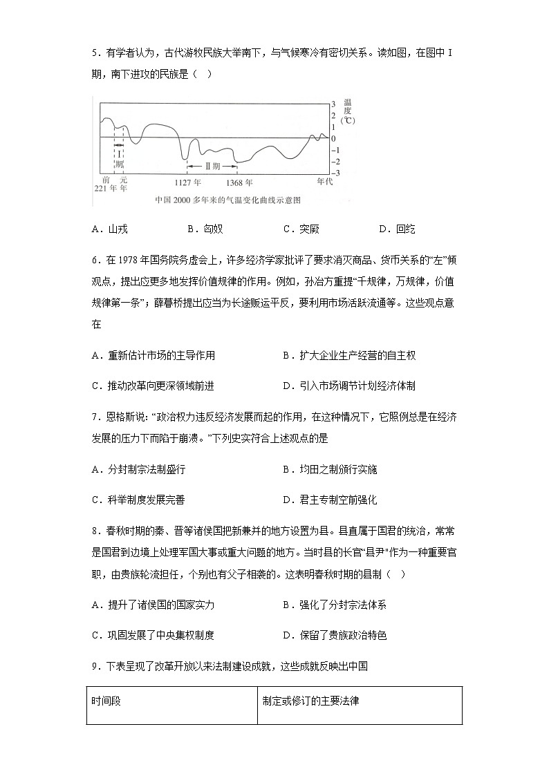 青海省西宁市城西区青师大附中2022-2023学年高二上学期12月月考历史试题（Word版含答案）第2页