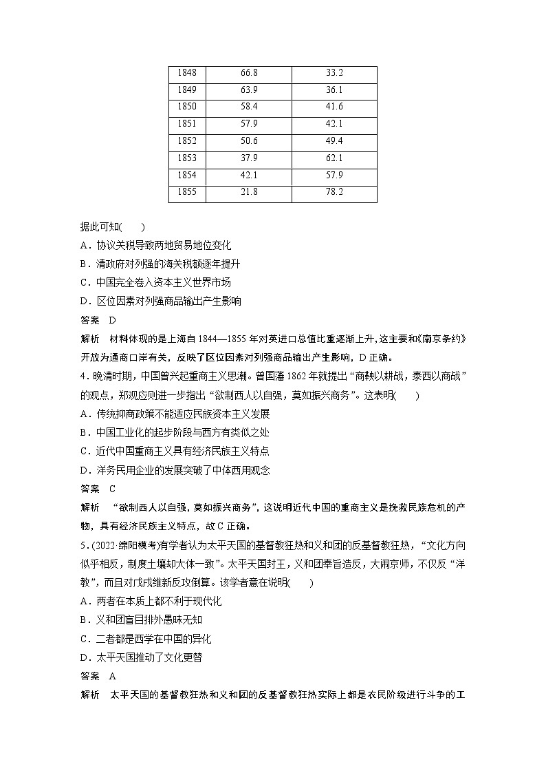 高中历史2023年高考历史一轮复习（部编版新高考） 阶段检测2　中国近代史第2页