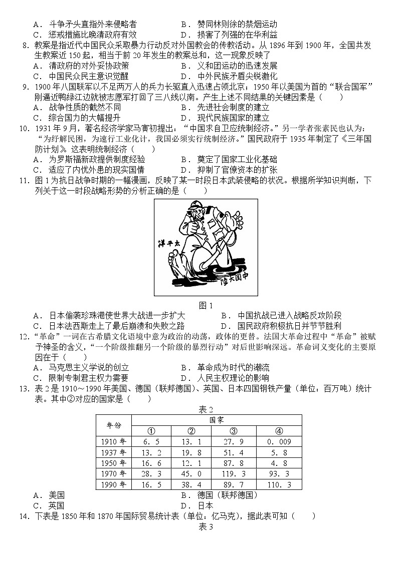 2023届普通高中学业水平等级考试模拟演练（新高考地区）历史试题（一）02
