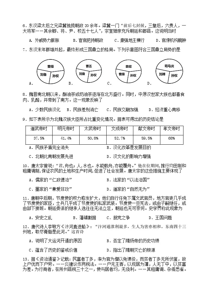 陕西省宝鸡市金台区2022-2023学年高一上学期期中检测历史试题02