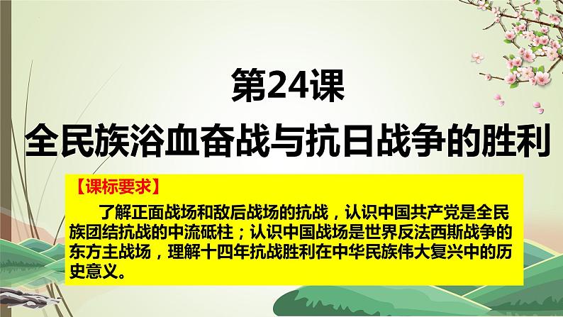 第24课  全民族浴血奋战与抗日战争的胜利课件---高中历史统编版（2019）必修中外历史纲要上册01