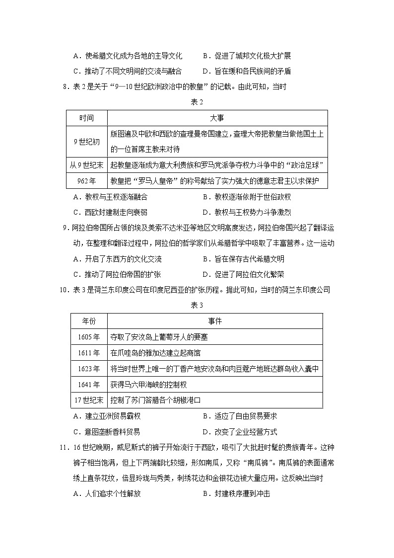 2023届海南省高考全真模拟卷（四）历史试题第3页