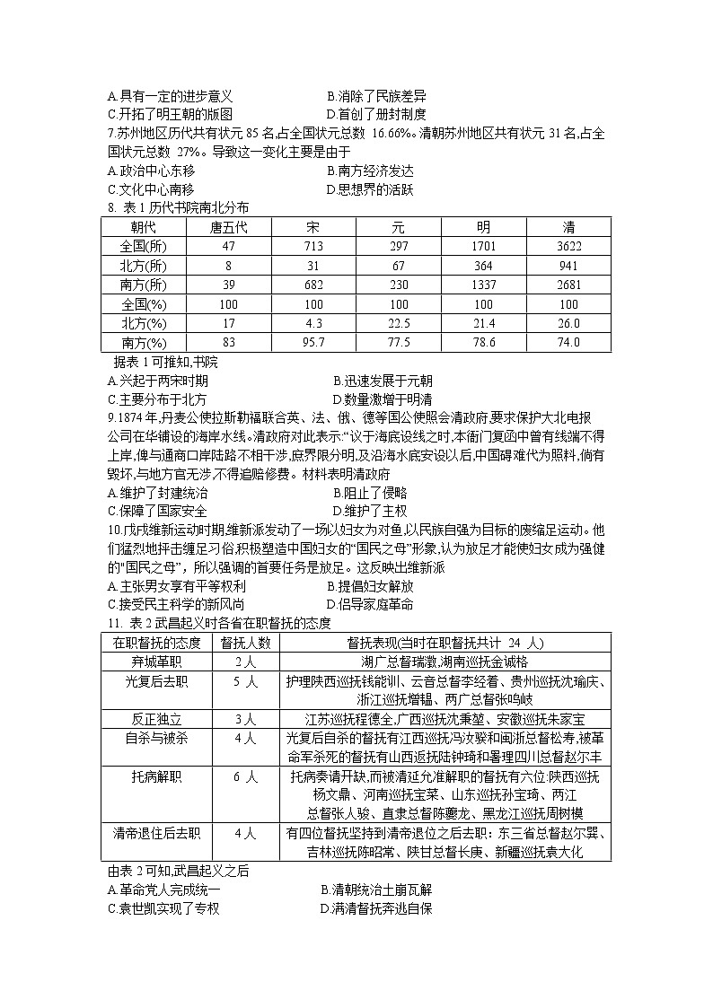 河南省郑州市等5地太康县第一高级中学等2校2022-2023学年高一上学期12月期末历史试题02