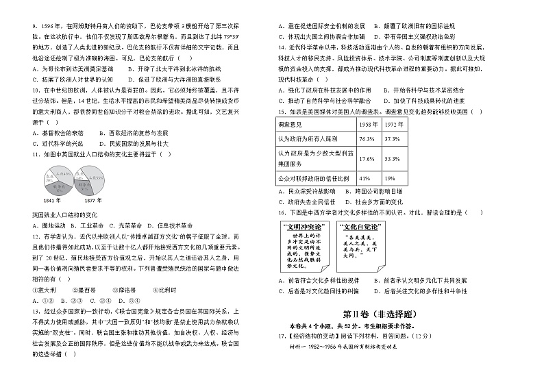 重庆市沙坪坝区重点中学2022-2023学年高三上期期末复习题（二）历史试题第2页