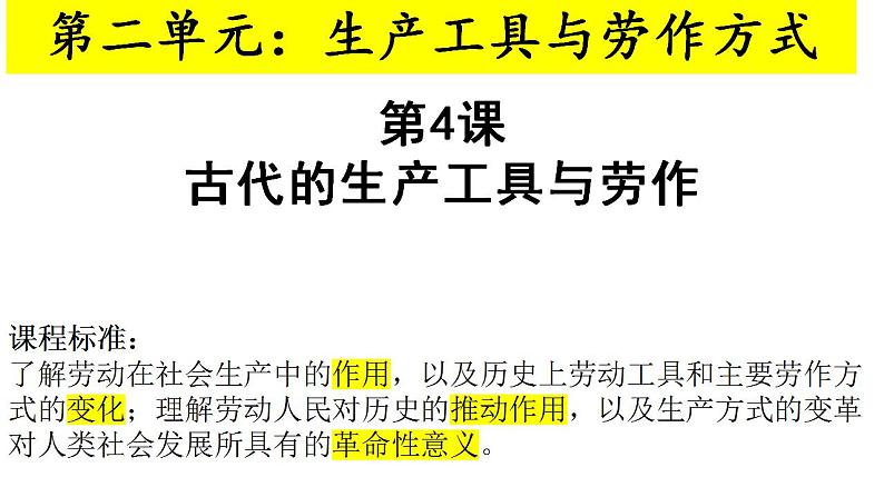 第二单元 生产工具与劳作方式 课件--2022-2023学年高中历史统编版（2019）选择性必修二经济与社会生活第1页