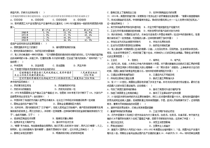 河南省洛阳市第一中学2022-2023学年高二上学期期末达标训练历史试题02