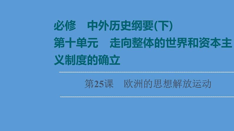 高中历史一轮复习第25课 欧洲的思想解放运动 课件 练习题01