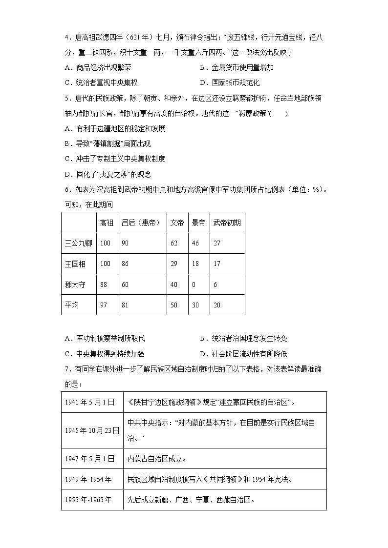 广东广雅中学2022-2023学年高二历史上学期12月月考培优试卷（Word版附答案）第2页
