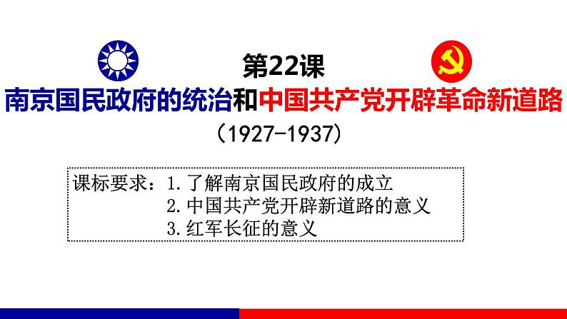 第22课 南京国民政府的统治和中国共产党开辟革命新道路 课件--2021-2022学年统编版（2019）高中历史必修中外历史纲要上册第1页