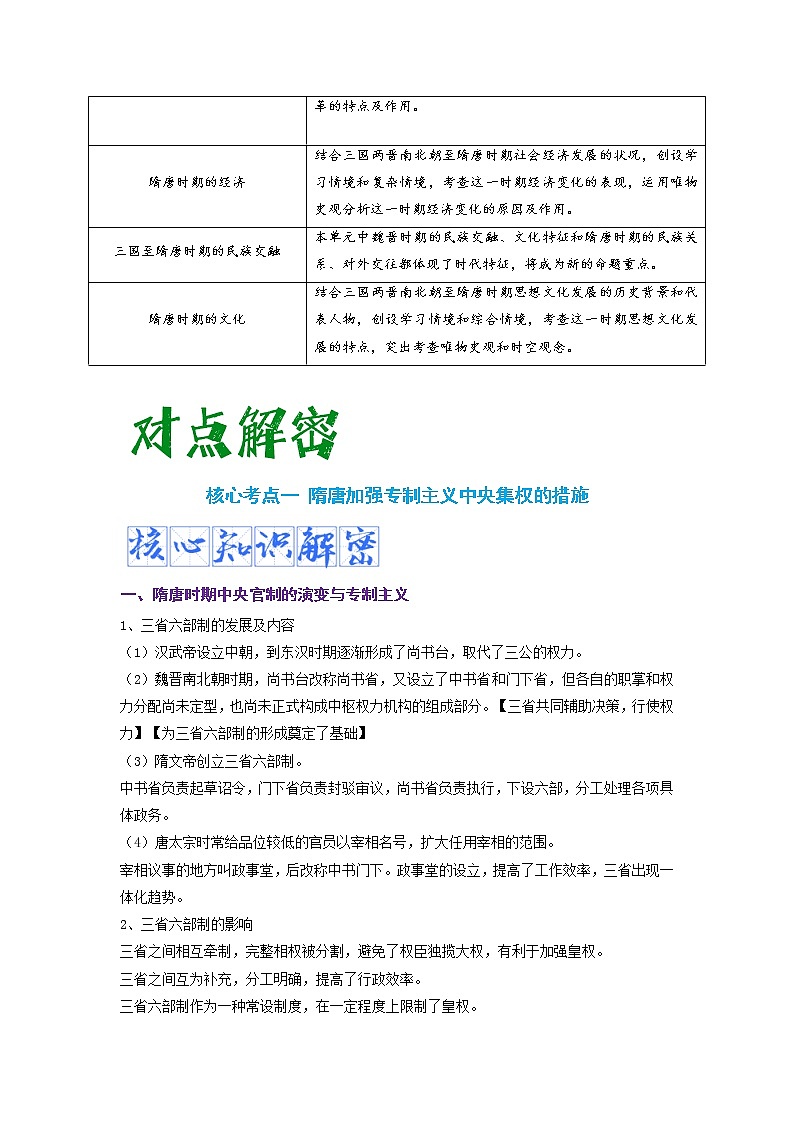 2023年高考历史二轮复习教案（统编版）专题02三国两晋南北朝的民族交融与隋唐大一统的发展02