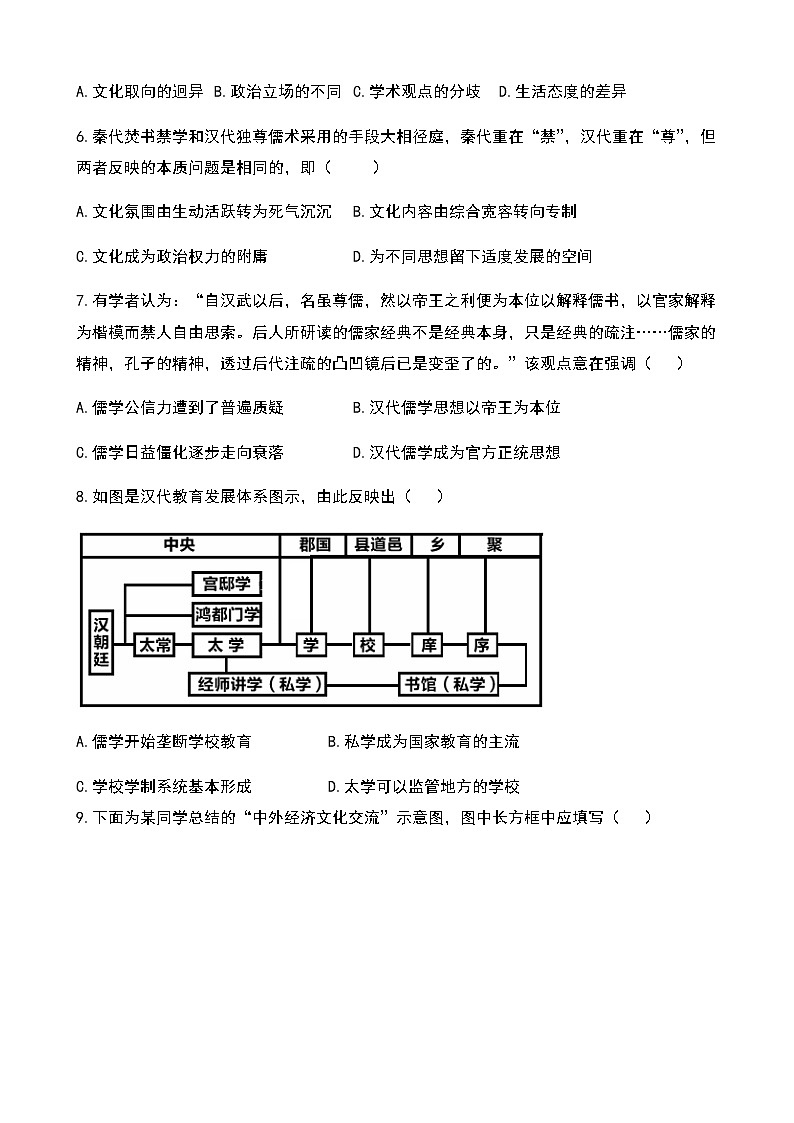 2022-2023学年陕西省宝鸡市千阳高级中学校高二上学期第一次月考历史试题含解析第2页
