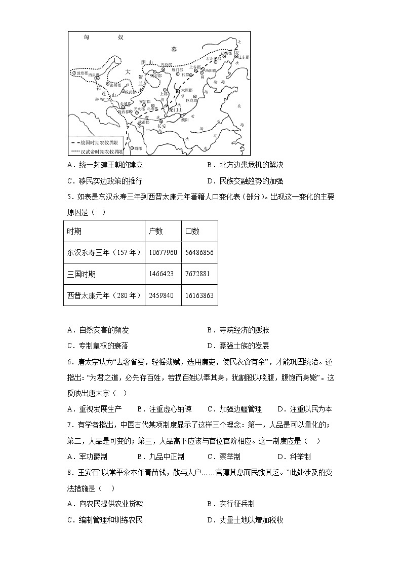 中国古代史专题（三）强化提高练习--2023届高三统编版历史二轮复习第2页
