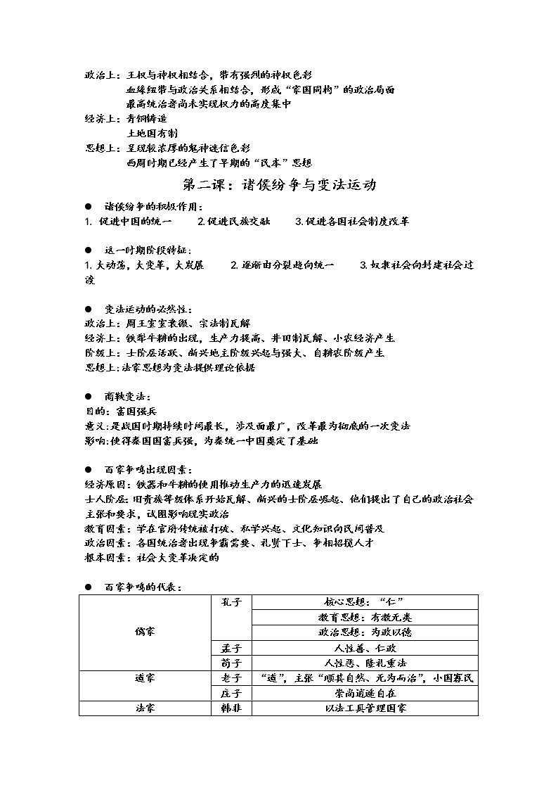 2022-2023学年高中历史统编版（2019）必修中外历史纲要上册知识提纲第2页