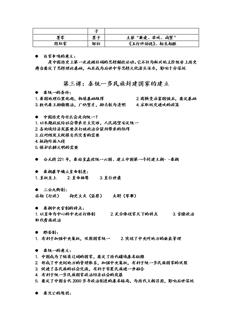 2022-2023学年高中历史统编版（2019）必修中外历史纲要上册知识提纲第3页