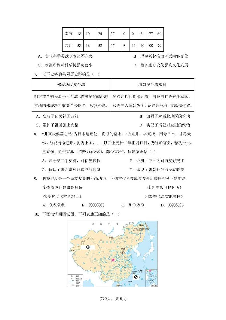 新疆维吾尔自治区伊犁哈萨克自治州新源县第二中学2022--2023学年高一上学期期末考试历史试卷02