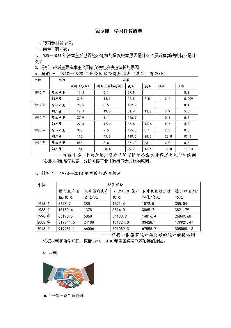 部编历史必修2第29课时《20世纪以来人类的经济与生活》（课件+教案+任务单）01