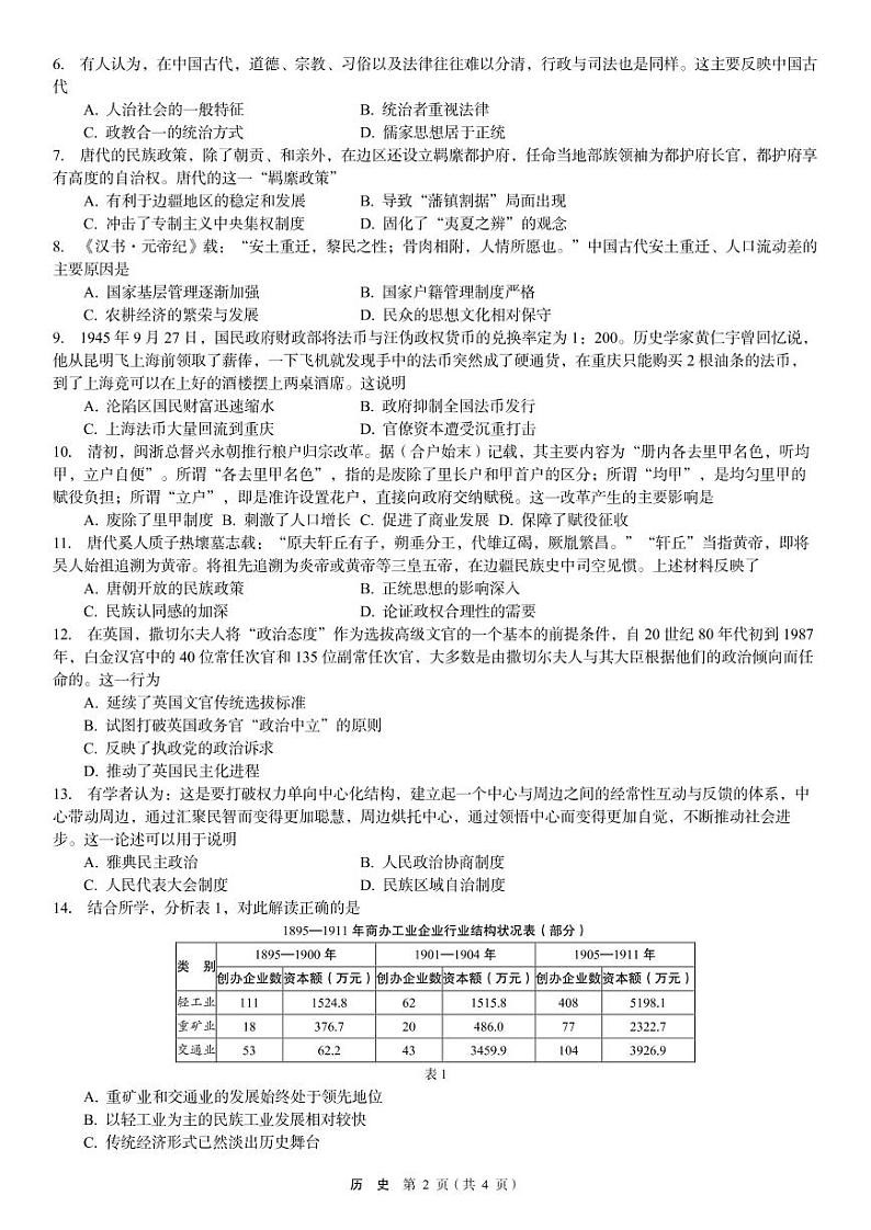 2022—2023学年度上学期高二年级期末教学质量监测历史试卷第2页