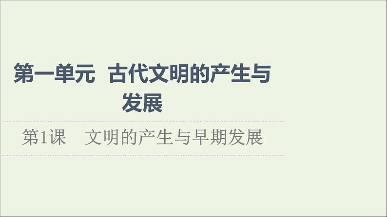 2021_2022年新教材高中历史第1单元古代文明的产生与发展第1课文明的产生与早期发展课件课件部编版中外历史纲要下第1页