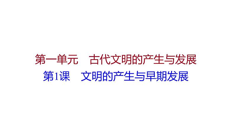 2021-2022学年高中历史 必修 中外历史纲要（下） 第一单元 第1课 文明的产生与早期发展 课件01