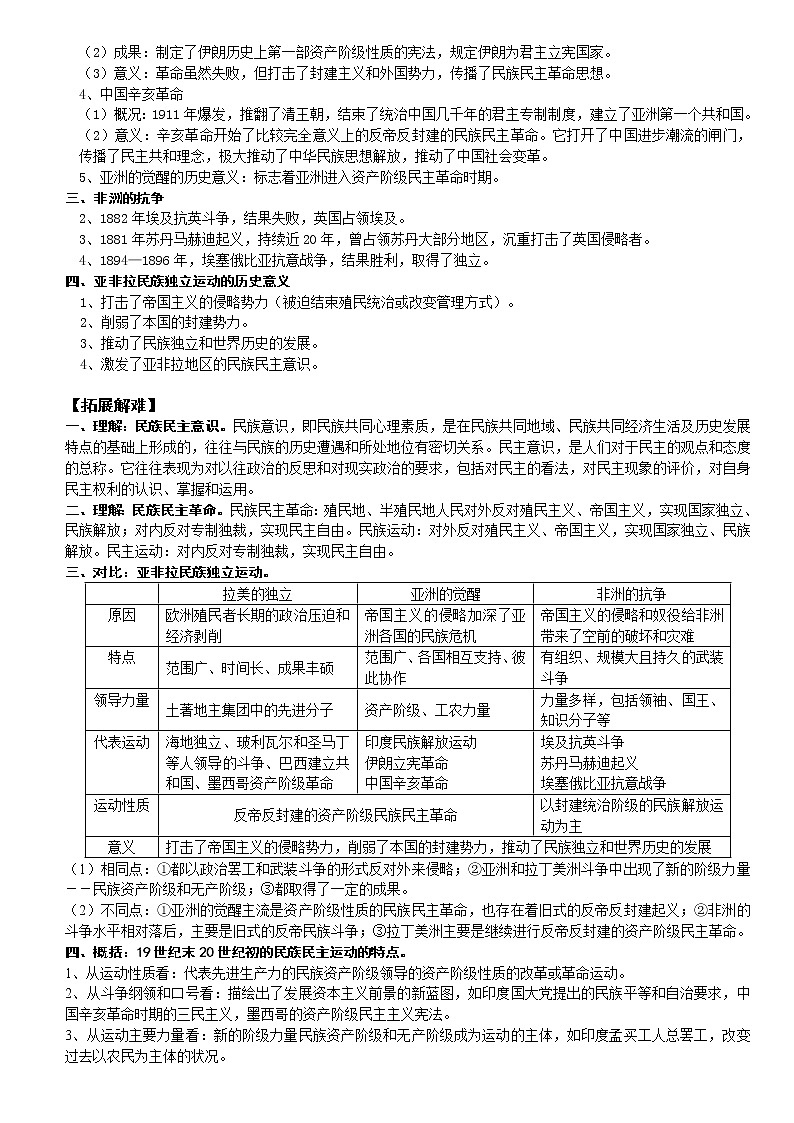 2021-2022学年部编版必修下册：第13课 亚非拉民族独立运动 学案02