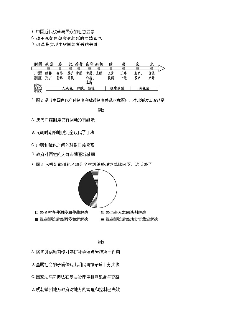 2022-2023学年山东省泰安市高二第一学期期中考试历史试题（Word版）第2页