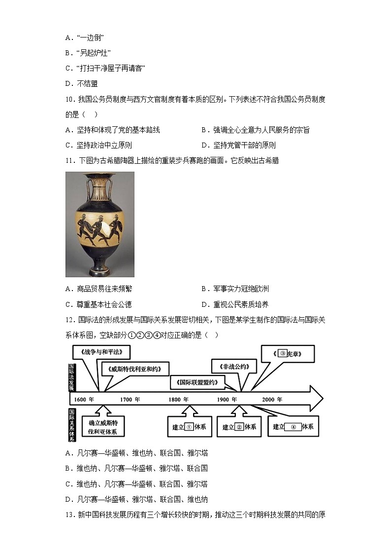 湖南省株洲市天元区名校2022-2023学年高二上学期12月月考历史试题（含答案）03