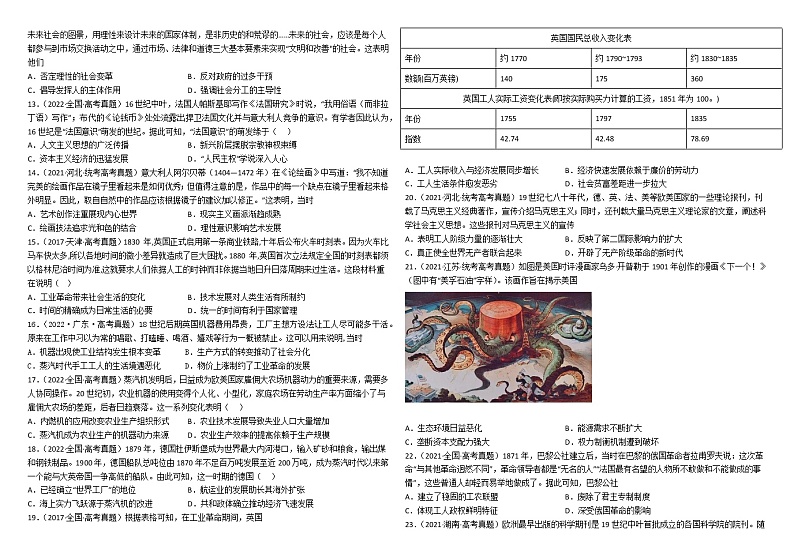 世界史 选择专练--2023届高考统编版历史二轮复习世界史 选择专练02