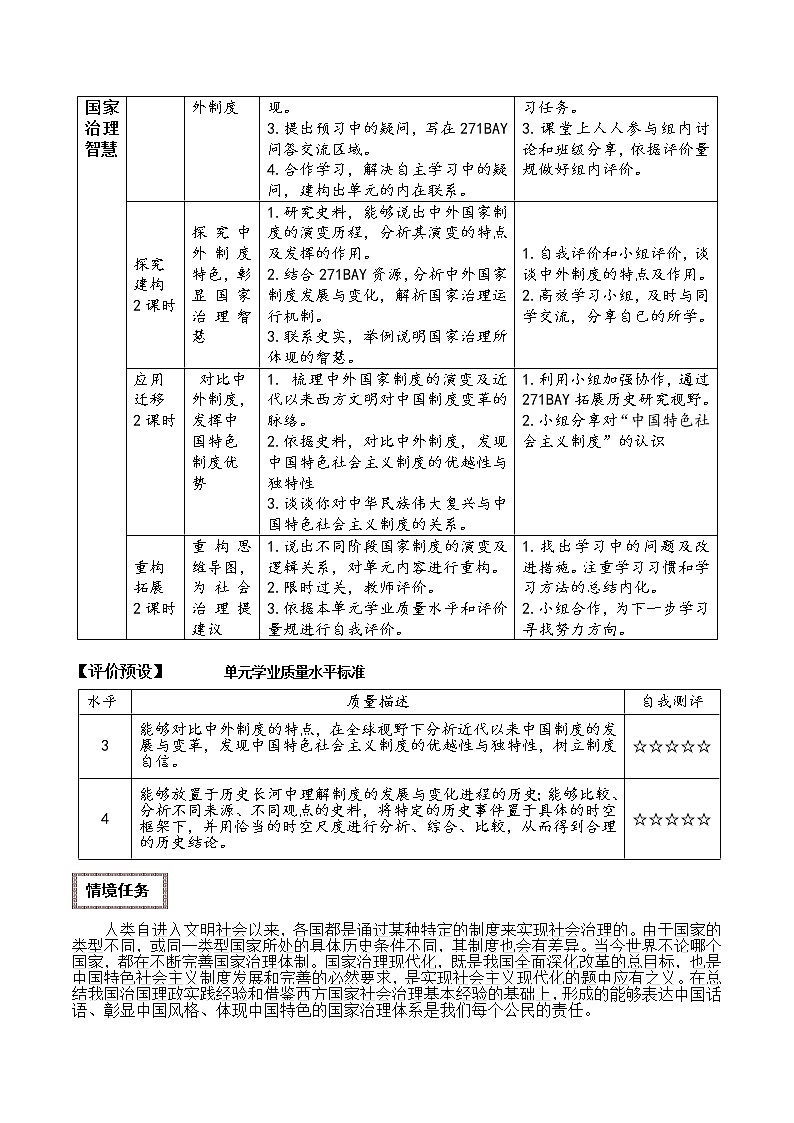 第一、二、五单元 整合学案（大单元整体学习）导学案--2022-2023学年高中历史统编版（2019）选择性必修一国家制度与社会治理03