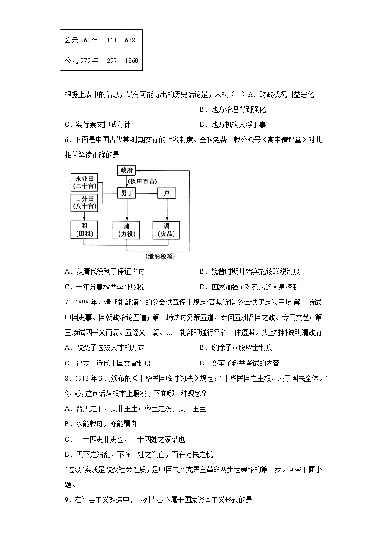 2023福州一中高二上学期12月月考历史试题含答案第2页