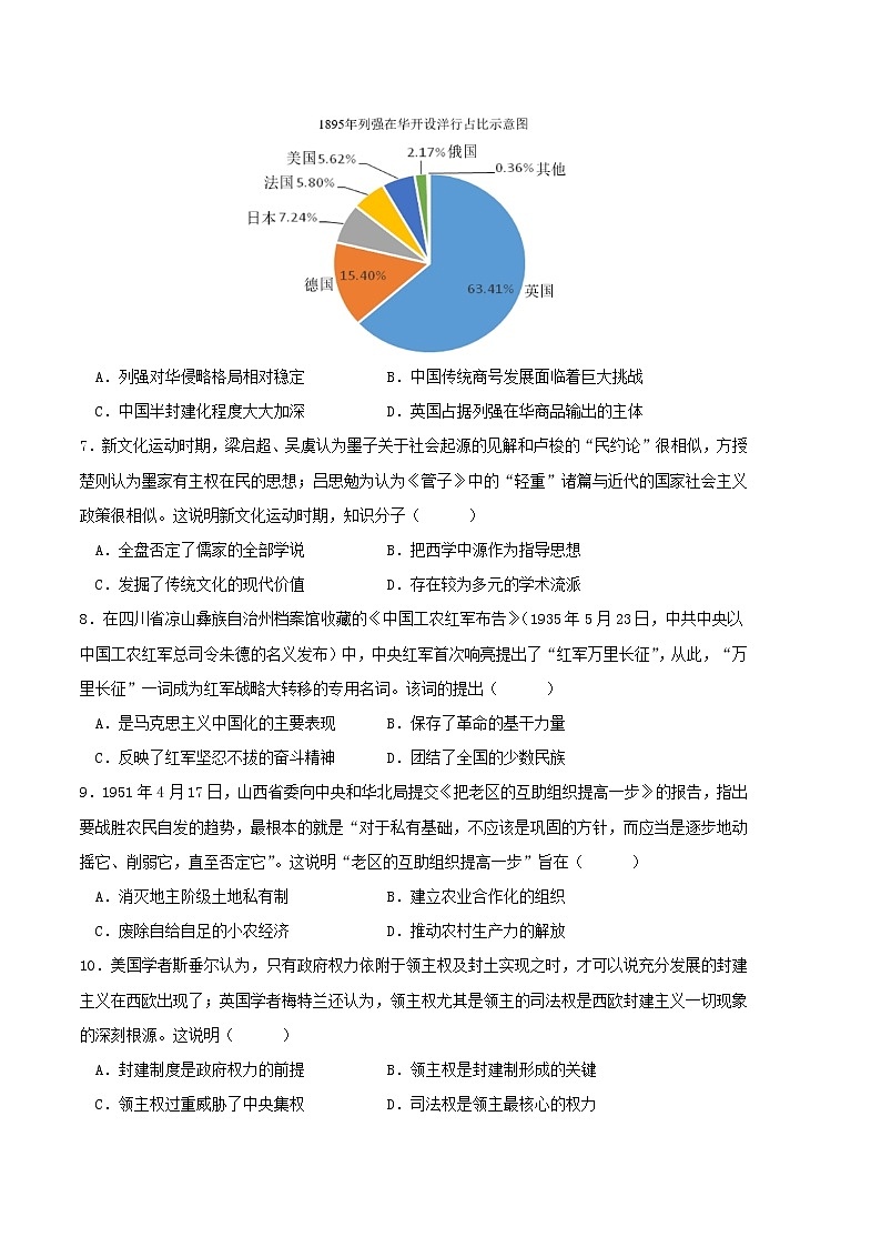 历史-2022-2023学年高三下学期开学摸底考试卷（山东专用）（考试版）A4第3页