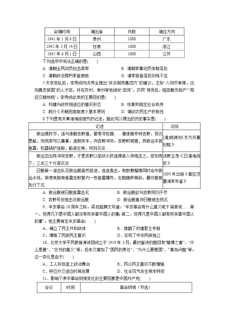 2020-2021学年江苏省海安高级中学高二上学期高中合格性考试历史试题（选修） Word版02