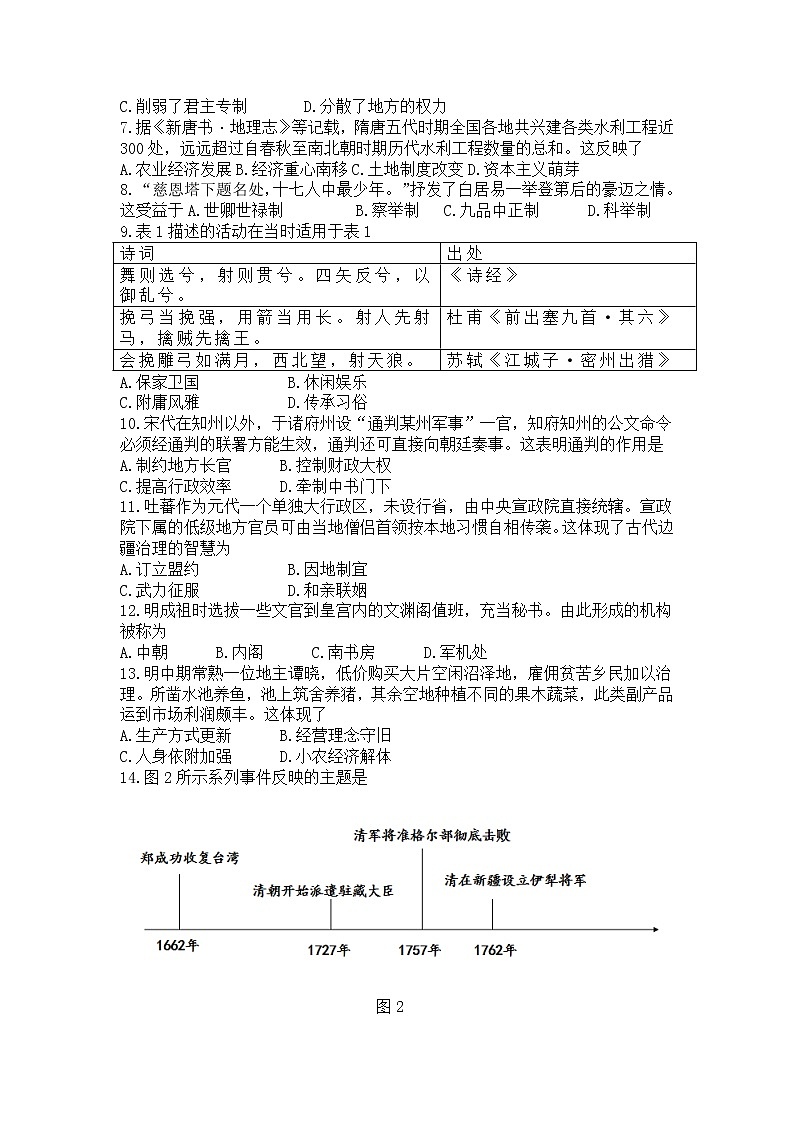 海南省2020年7月普通高中学业水平考试合格考历史试题（Word版）02