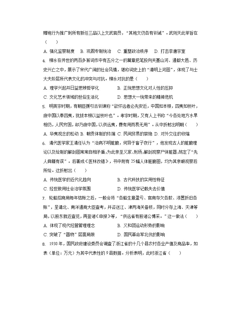 辽宁省沈阳市五校2023届高三历史上学期12月联考试卷（Word版附解析）02